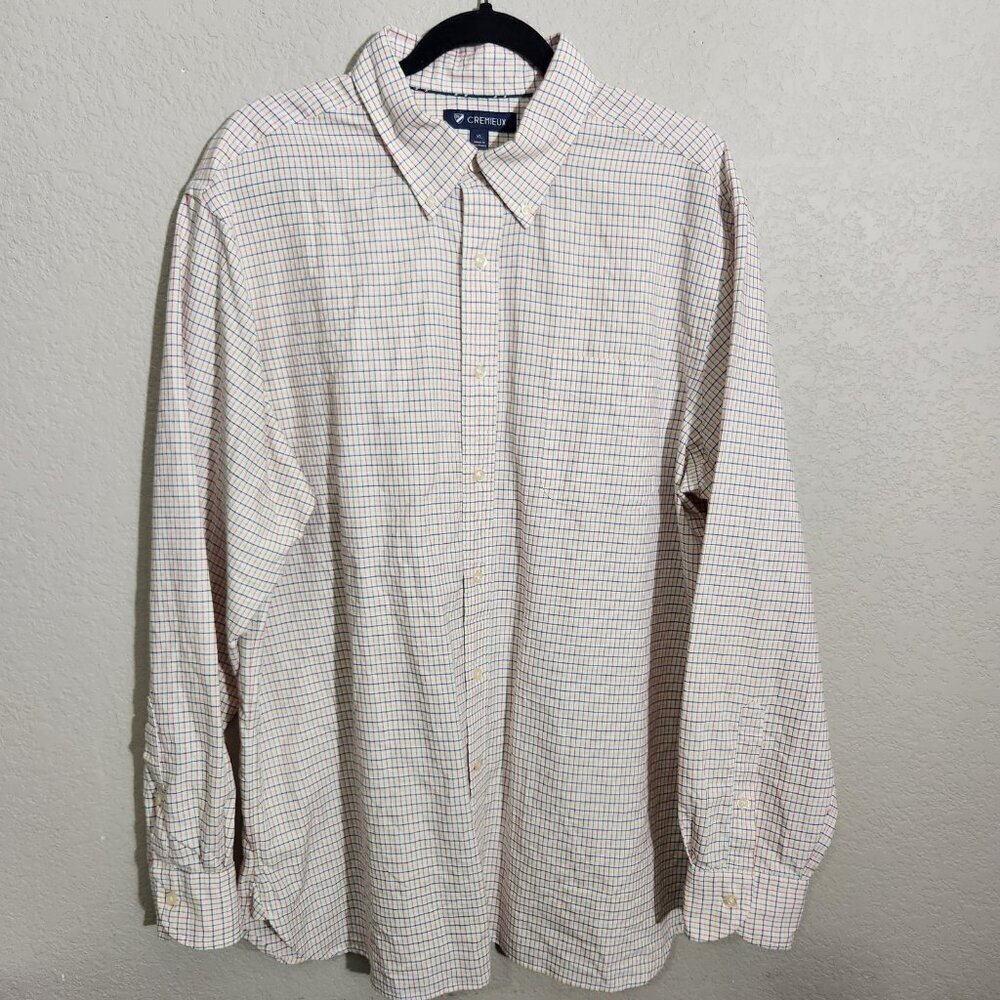 Cremieux Shirt Mens XL Multicolor Check Button Down Supima Cotton Long Sleeve